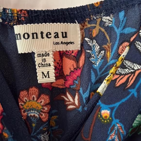 Blue Floral Spaghetti Strap Dress Medium - Picture 5 of 8